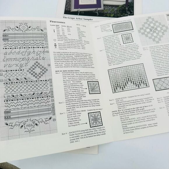 The Sweetheart Tree Cross Stitch Charts GRAPE Arbor Sampler Fleuressence Violets - Picture 8 of 9